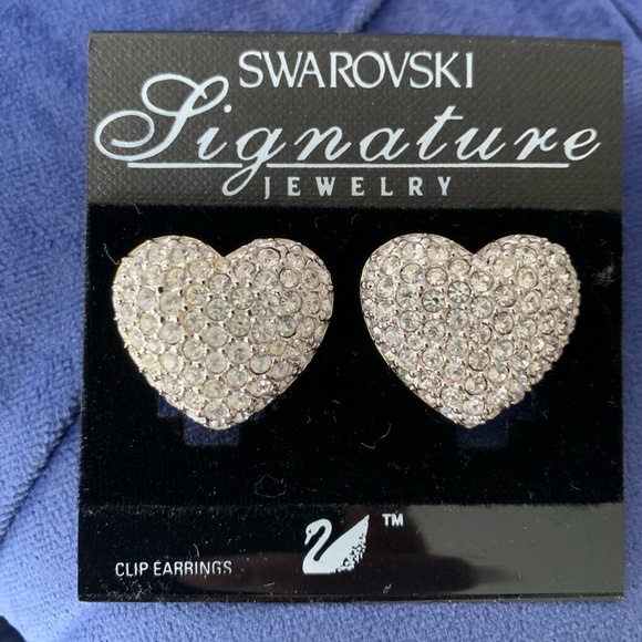 Swarovski Heart Clip Earrings